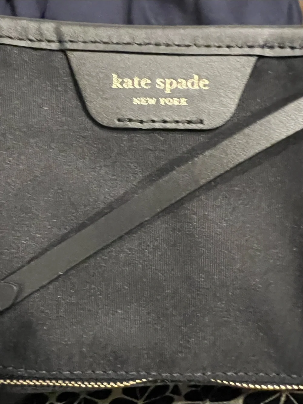 kate spade (Rare) Black & Cream spade floral Tote with Red Center Stripe - Picture 11 of 16